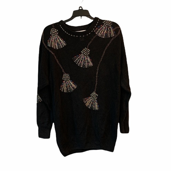 Vintage Victoria Habour Beaded Tassel Sweater M - Picture 1 of 5